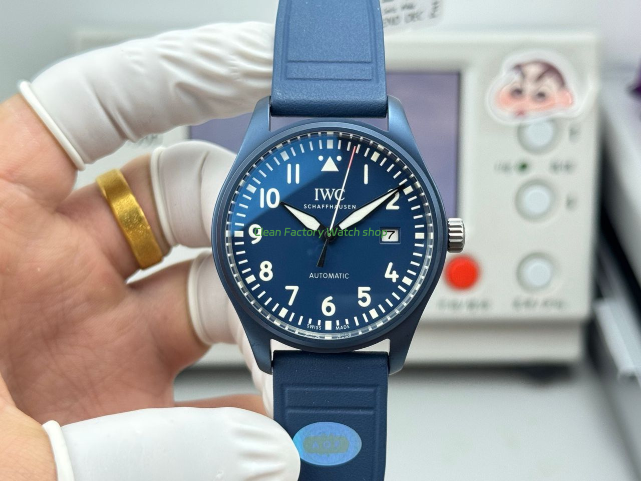 AOF Factory IWC Pilot IW328101 41mm Ceramic Blue Rubber Strap Blue Dial 9 Clean Factory Watch