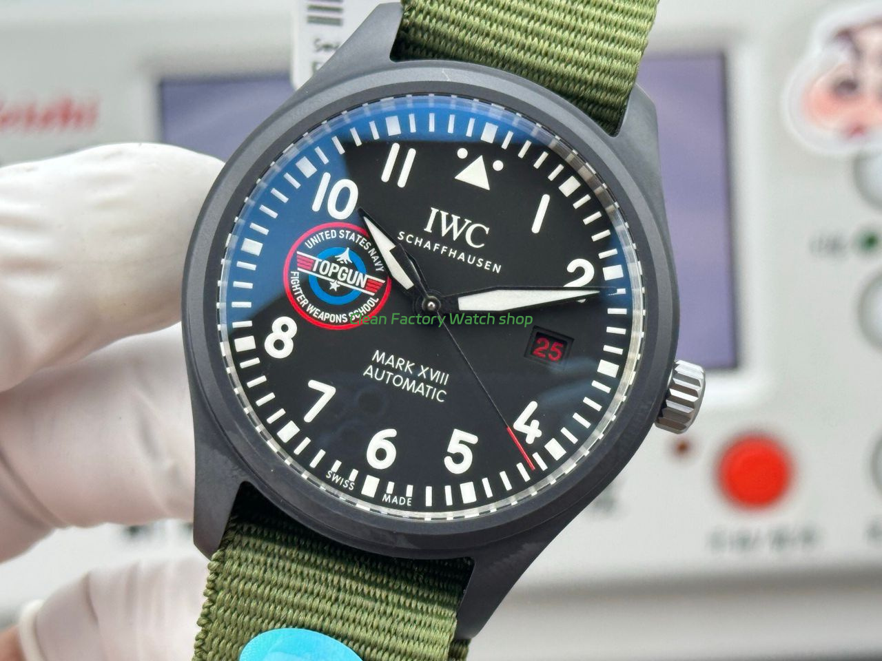 AOF Factory IWC Pilot Mark XVIII IW324712 41mm Ceramic Textile Strap Black Dial (4) AOF Factory IWC Pilot Mark XVIII IW324712 41mm Ceramic Textile Strap Black Dial (4)