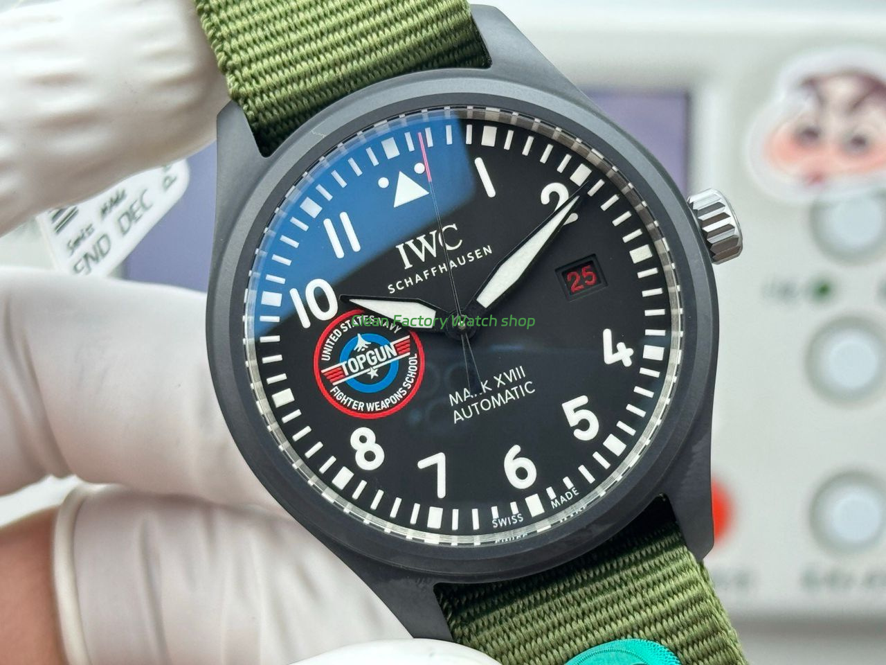 AOF Factory IWC Pilot Mark XVIII IW324712 41mm Ceramic Textile Strap Black Dial (5) AOF Factory IWC Pilot Mark XVIII IW324712 41mm Ceramic Textile Strap Black Dial (5)