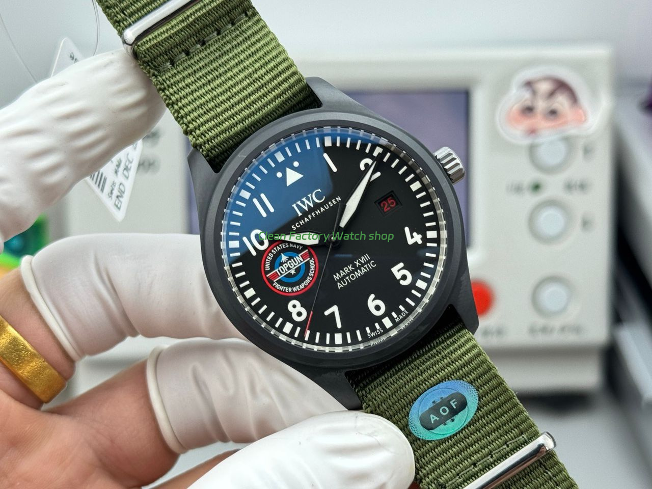 AOF Factory IWC Pilot Mark XVIII IW324712 41mm Ceramic Textile Strap Black Dial (9) AOF Factory IWC Pilot Mark XVIII IW324712 41mm Ceramic Textile Strap Black Dial (9)