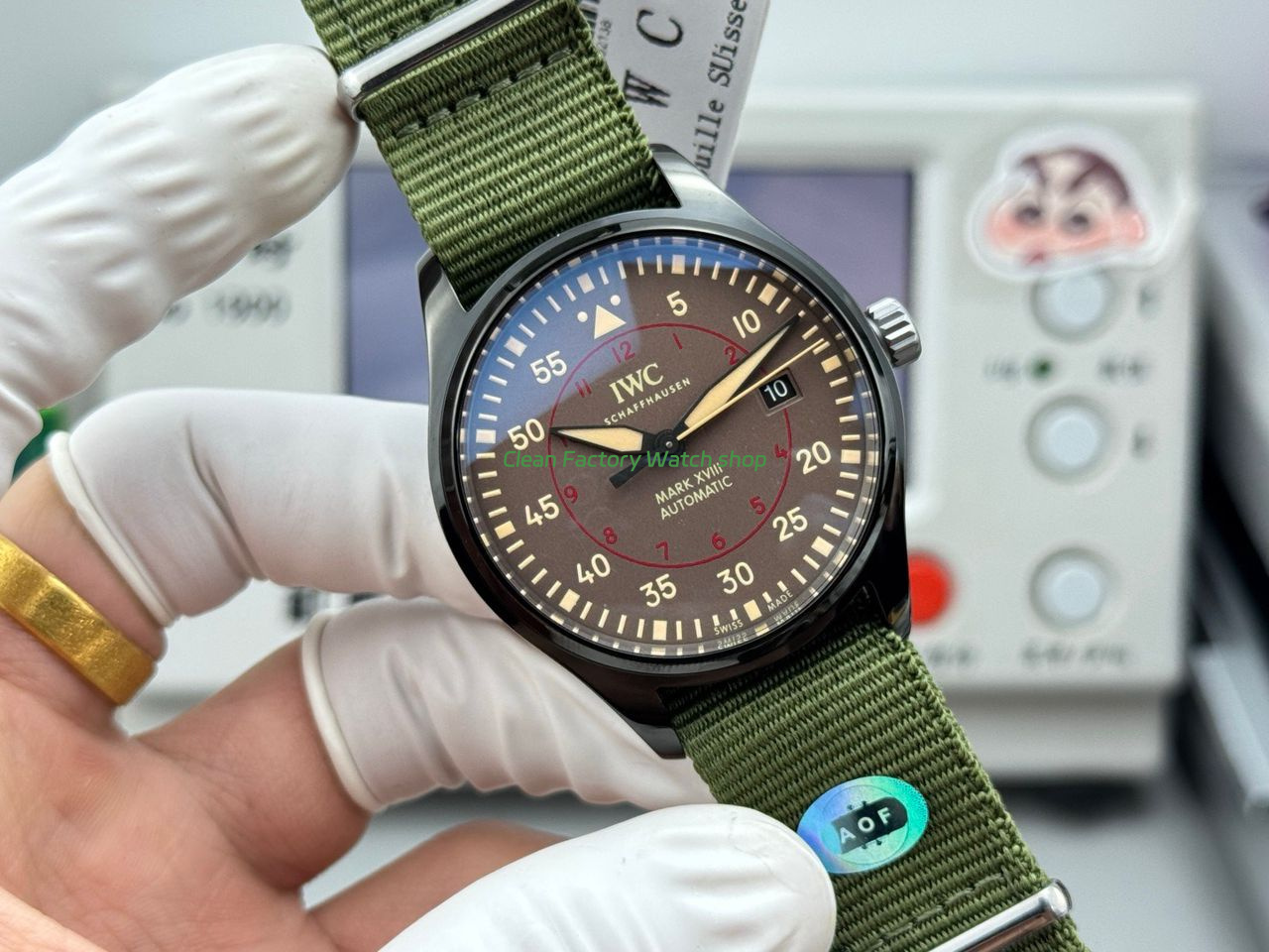 AOF Factory IWC Pilot Mark XVIII Miramar IW324702 41mm Ceramic Textile Strap Grey Dial (6) AOF Factory IWC Pilot Mark XVIII Miramar IW324702 41mm Ceramic Textile Strap Grey Dial (6)
