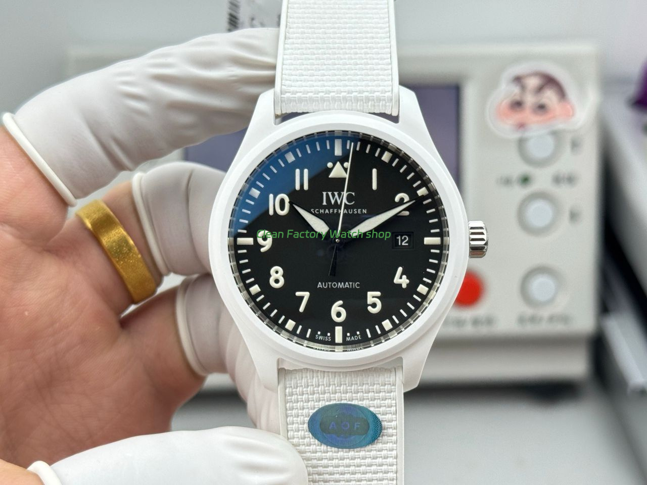 AOF Factory IWC Pilot Top Gun Lake Tahoe IW328104 41mm Ceramic Textile Strap Black Dial 1 Clean Factory Watch
