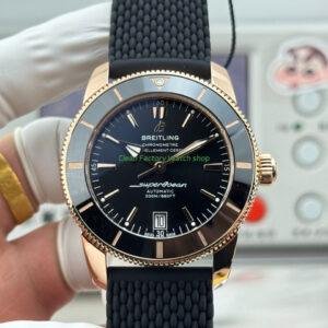 GF Factory Breitling Superocean Heritage B20 RB2010121B1S1 42mm Rose Gold Rubber Strap Black Dial 9 Clean Factory Watch