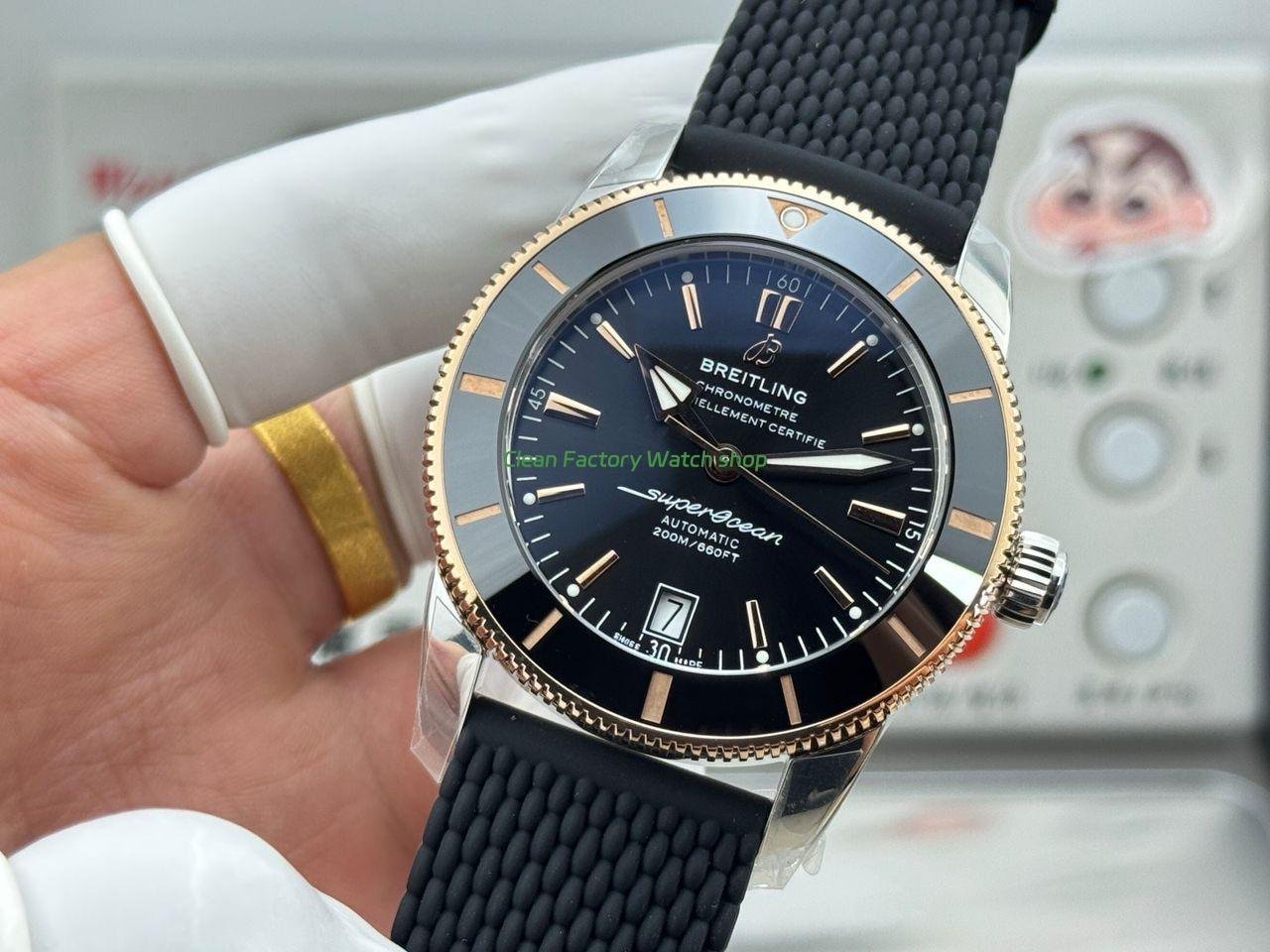 GF Factory Breitling Superocean Heritage B20 UB2010121B1A1 42mm Rubber Strap GoldSteel Black Dial (8) GF Factory Breitling Superocean Heritage B20 UB2010121B1A1 42mm Rubber Strap GoldSteel Black Dial (8)