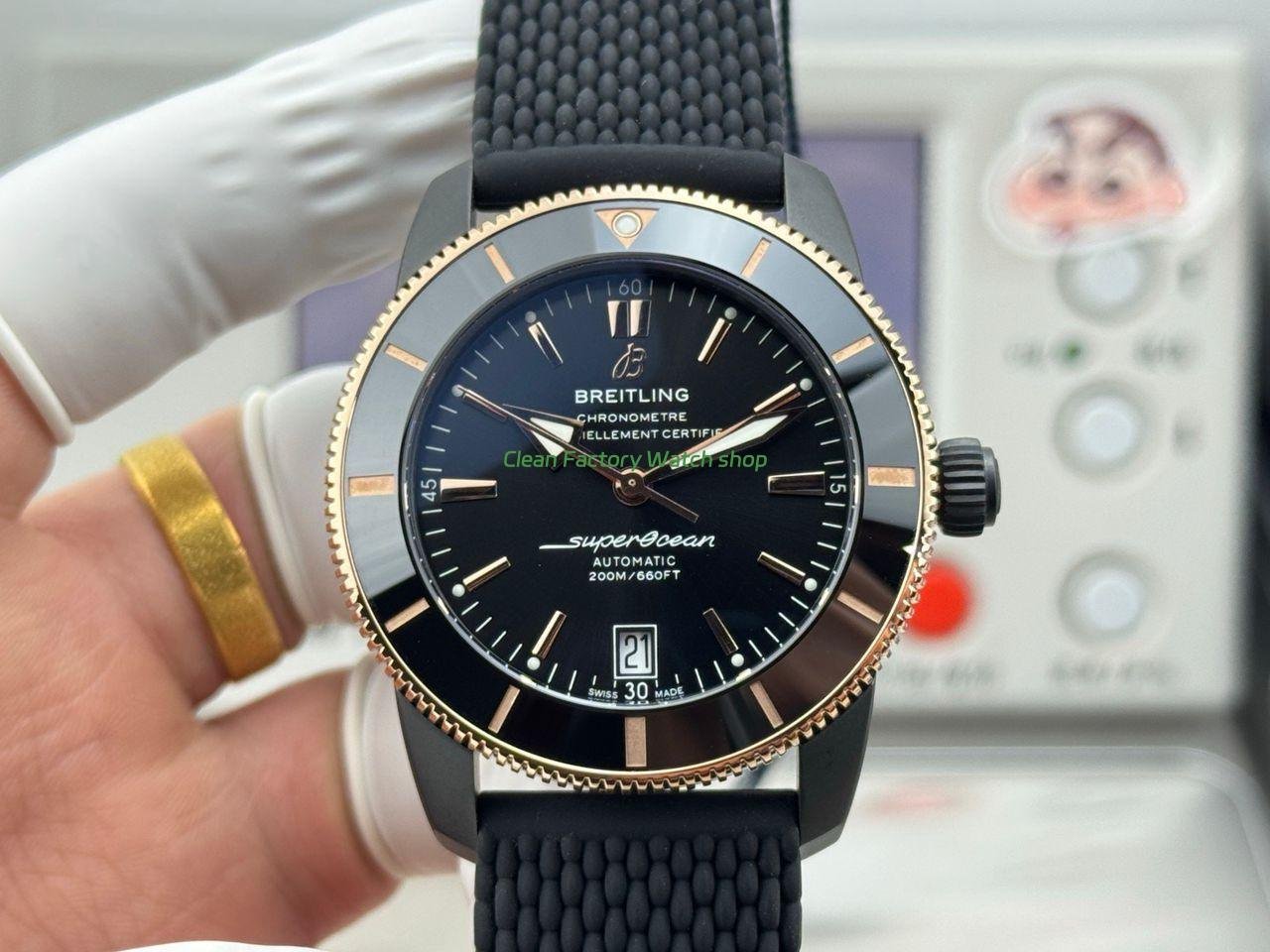 GF Factory Breitling Superocean Heritage B20 UB2010121B1S1 42mm Steel Rubber Strap Black Dial 1 GF Factory Breitling Superocean Heritage B20 UB2010121B1S1 42mm Steel Rubber Strap Black Dial 2 Clean Factory Watch