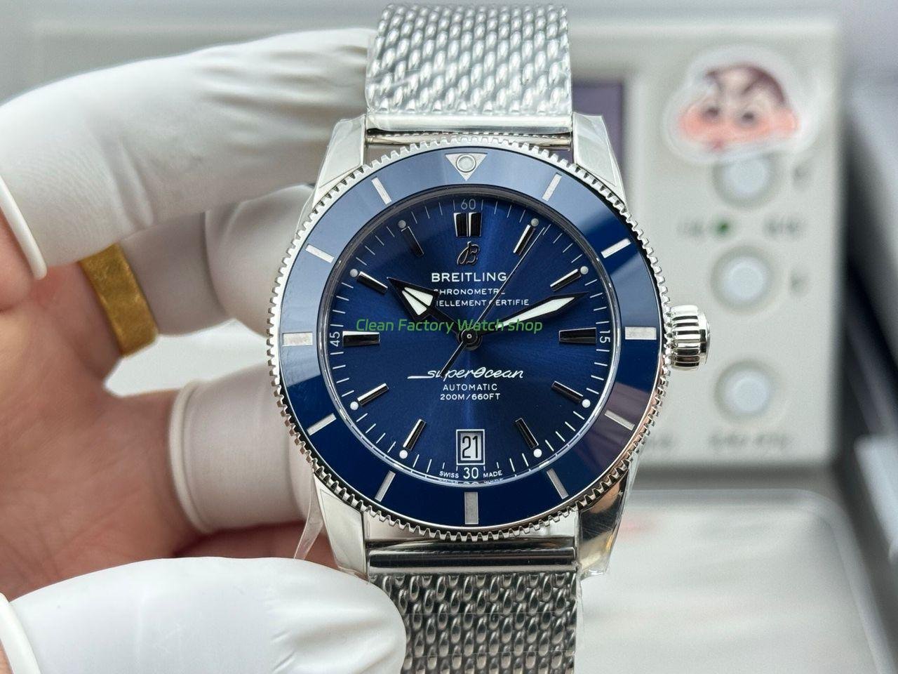 GF Factory Breitling Superocean Heritage ll AB2010 42mm Steel Blue Dial 7 Clean Factory Watch