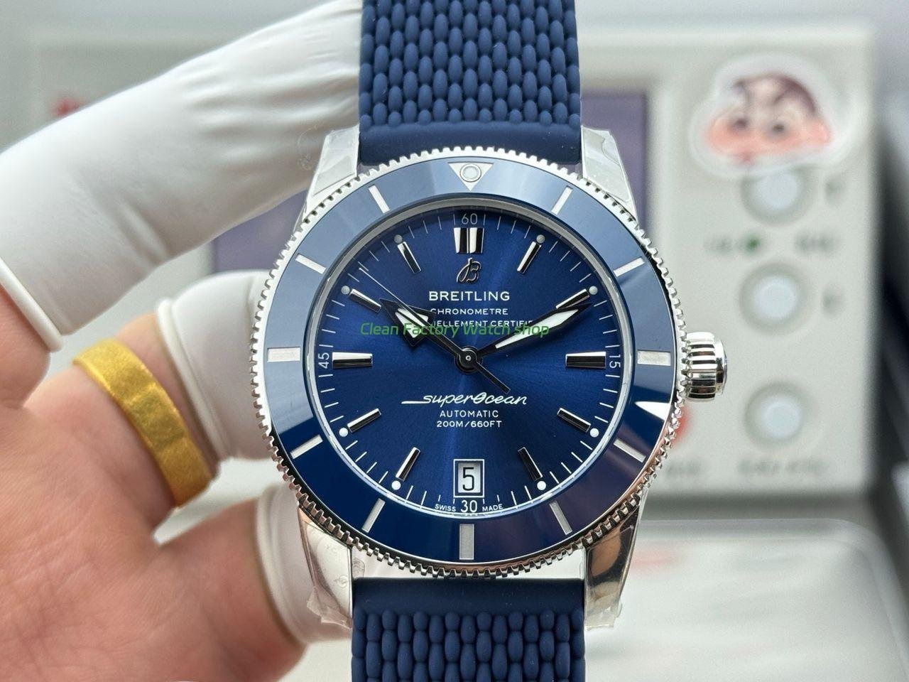 GF Factory Breitling Superocean Heritage ll AB2010 42mm Steel Rubber Strap Blue Dial 1 GF Factory Breitling Superocean Heritage ll AB2010 42mm Steel Rubber Strap Blue Dial 9 Clean Factory Watch