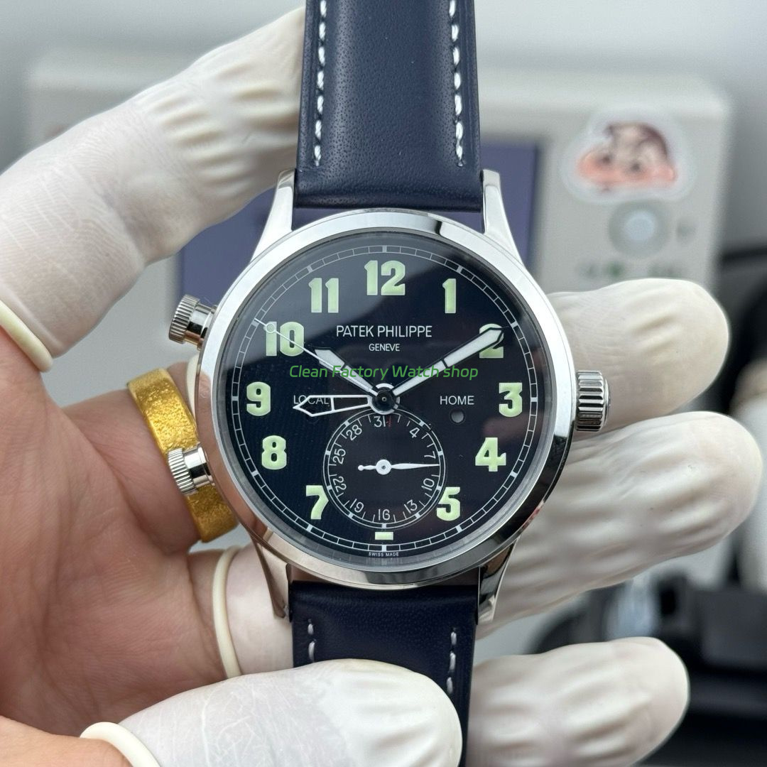3K Factory Patek Philippe Calatrava Pilot Travel Time 5524G-001 White Gold Blue Dial 1 3K Factory Patek Philippe Calatrava Pilot Travel Time 5524G 001 White Gold Blue Dial 1 Clean Factory Watch