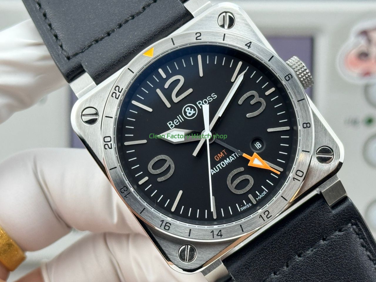 BRF Factory Bell & Ross BR 03-93 GMT 42mm Steel Leather Strap Black Dial (2) BRF Factory Bell & Ross BR 03-93 GMT 42mm Steel Leather Strap Black Dial (2)