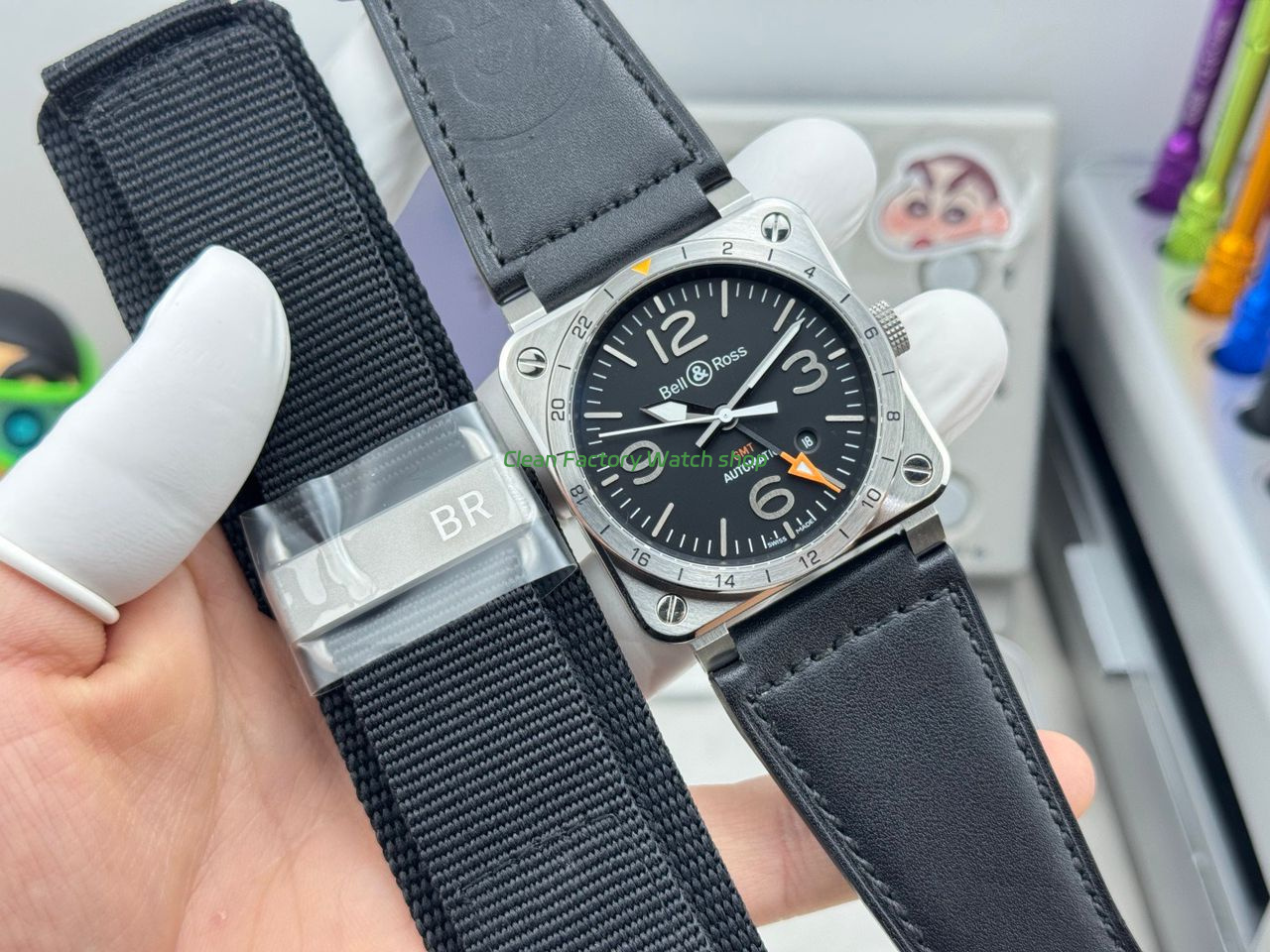 BRF Factory Bell & Ross BR 03-93 GMT 42mm Steel Leather Strap Black Dial (9) BRF Factory Bell & Ross BR 03-93 GMT 42mm Steel Leather Strap Black Dial (9)