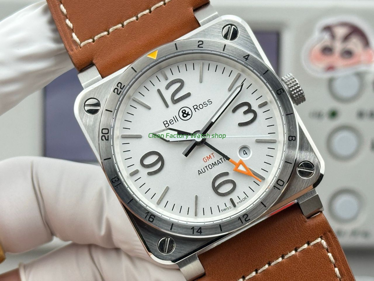BRF Factory Bell & Ross BR 03-93 GMT 42mm Steel Leather Strap White Dial (6) BRF Factory Bell & Ross BR 03-93 GMT 42mm Steel Leather Strap White Dial (6)