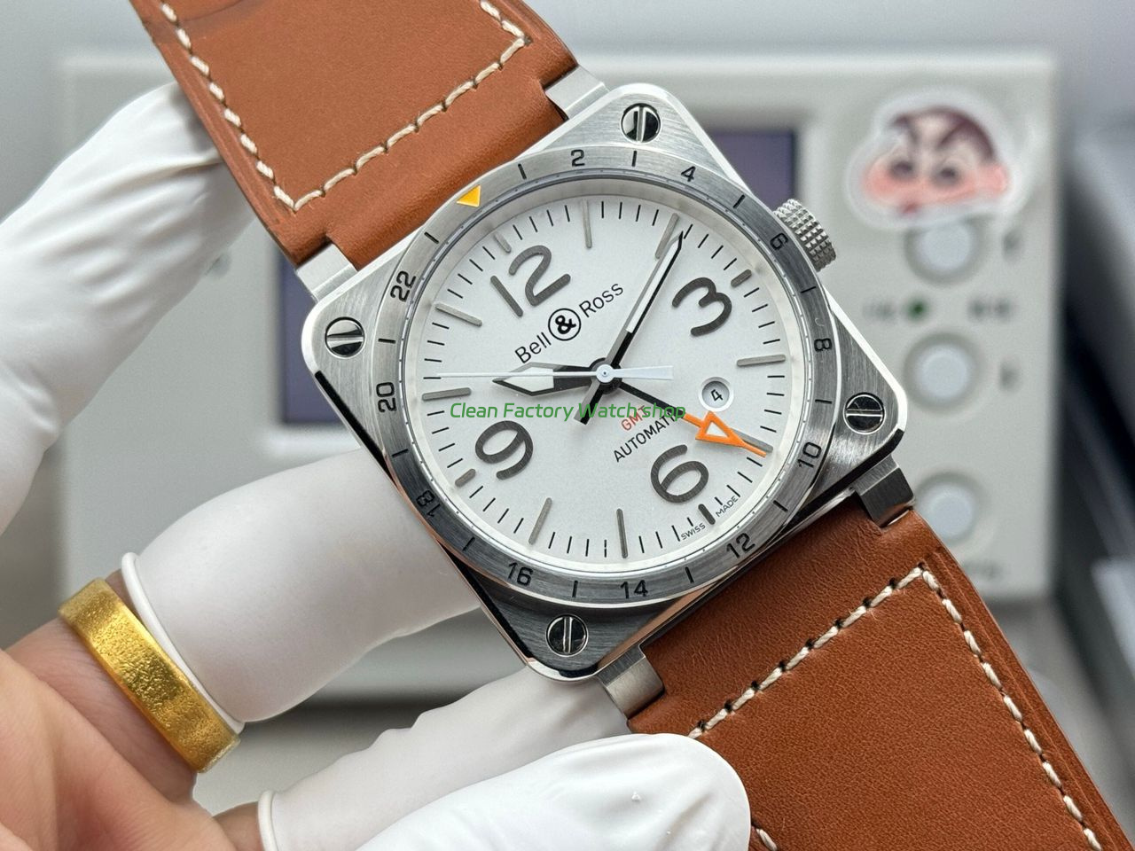 BRF Factory Bell & Ross BR 03-93 GMT 42mm Steel Leather Strap White Dial (9) BRF Factory Bell & Ross BR 03-93 GMT 42mm Steel Leather Strap White Dial (9)