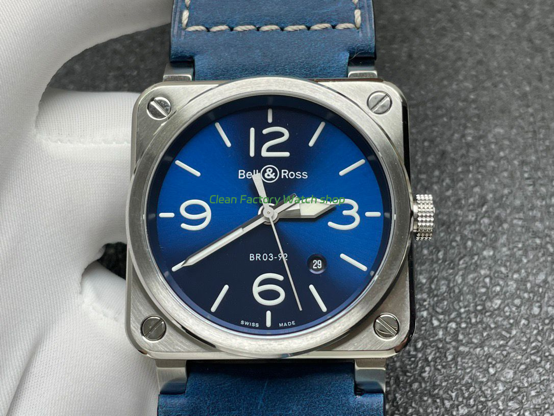 BRF Factory Bell & Ross BR 03 BR0392-BLU-STSCA 42mm Steel Leather Strap Blue Dial (1) BRF Factory Bell & Ross BR 03 BR0392-BLU-STSCA 42mm Steel Leather Strap Blue Dial (1)