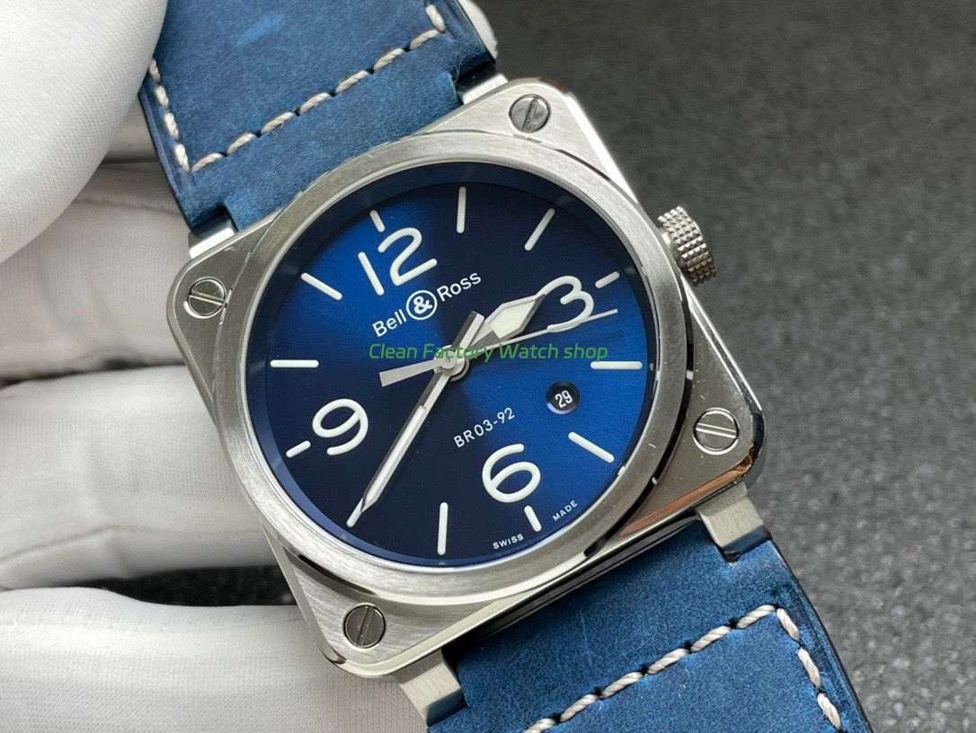 BRF Factory Bell & Ross BR 03 BR0392-BLU-STSCA 42mm Steel Leather Strap Blue Dial (4) BRF Factory Bell & Ross BR 03 BR0392-BLU-STSCA 42mm Steel Leather Strap Blue Dial (4)