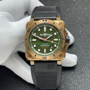 BRF Factory Bell Ross BR 03 BR0392 D LT BRSRB 42mm Bronze Leather strap Green Dial 14 Clean Factory Watch