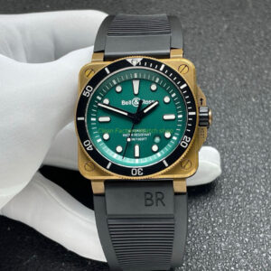 BRF Factory Bell Ross BR 03 BR0392 D LT BRSRB 42mm Bronze Rubber Strap Green Dial 8 Clean Factory Watch