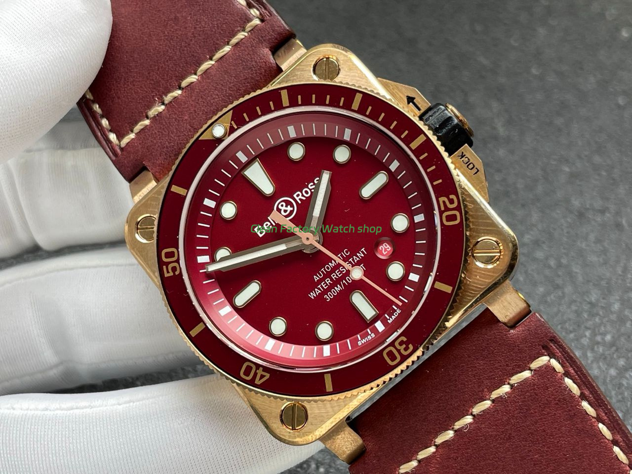 BRF Factory Bell & Ross BR 03 BR0392-D-R-BRSCA 42mm Bronze Leather Strap Red Dial (6) BRF Factory Bell & Ross BR 03 BR0392-D-R-BRSCA 42mm Bronze Leather Strap Red Dial (6)