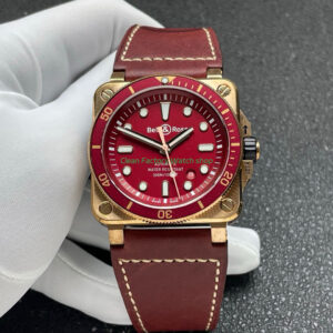 BRF Factory Bell Ross BR 03 BR0392 D R BRSCA 42mm Bronze Leather Strap Red Dial 8 Clean Factory Watch