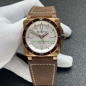 BRF Factory Bell Ross BR 03 BR0392 D WH BRSCA 42mm Bronze Leather Strap Silver Dial 7 Clean Factory Watch