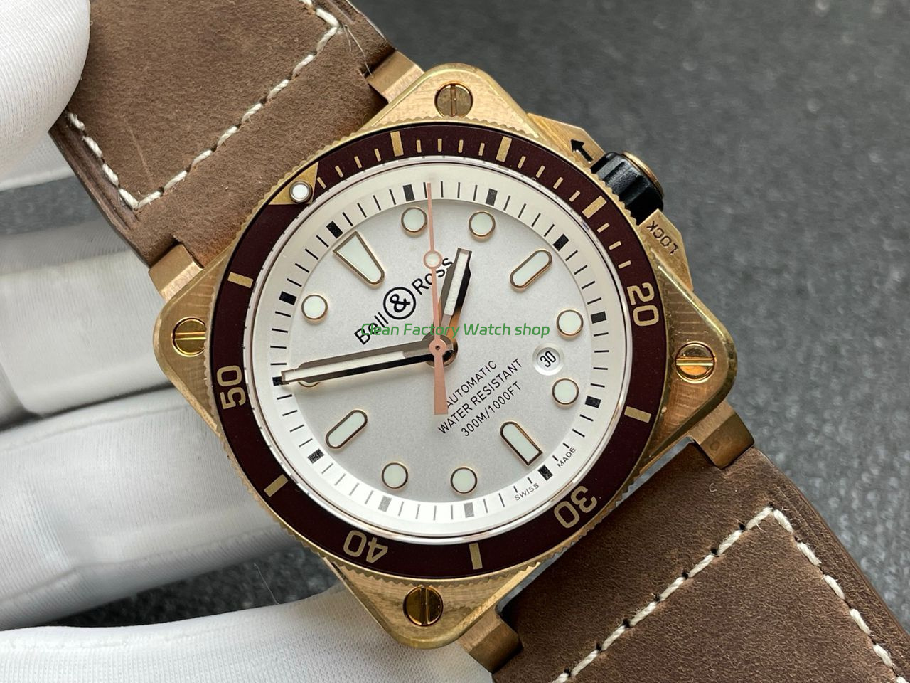 BRF Factory Bell & Ross BR 03 BR0392-D-WH-BRSCA 42mm Bronze Leather Strap Silver Dial (8) BRF Factory Bell & Ross BR 03 BR0392-D-WH-BRSCA 42mm Bronze Leather Strap Silver Dial (8)