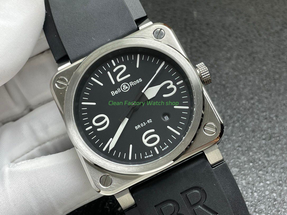 BRF Factory Bell & Ross BR 03 BR03A-BL-STSRB 42mm Steel Rubber Strap Black Dial (2) BRF Factory Bell & Ross BR 03 BR03A-BL-STSRB 42mm Steel Rubber Strap Black Dial (2)