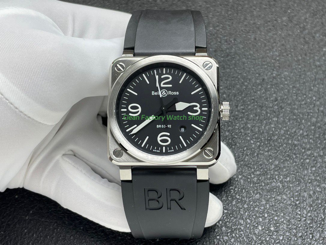 BRF Factory Bell & Ross BR 03 BR03A-BL-STSRB 42mm Steel Rubber Strap Black Dial (3) BRF Factory Bell & Ross BR 03 BR03A-BL-STSRB 42mm Steel Rubber Strap Black Dial (3)
