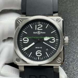 BRF Factory Bell Ross BR 03 BR03A BL STSRB 42mm Steel Rubber Strap Black Dial 5 Clean Factory Watch