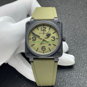 BRF Factory Bell Ross BR 03 BR03A MIL CESRB 42mm Ceramic Rubber Strap Green Dial 2 Clean Factory Watch