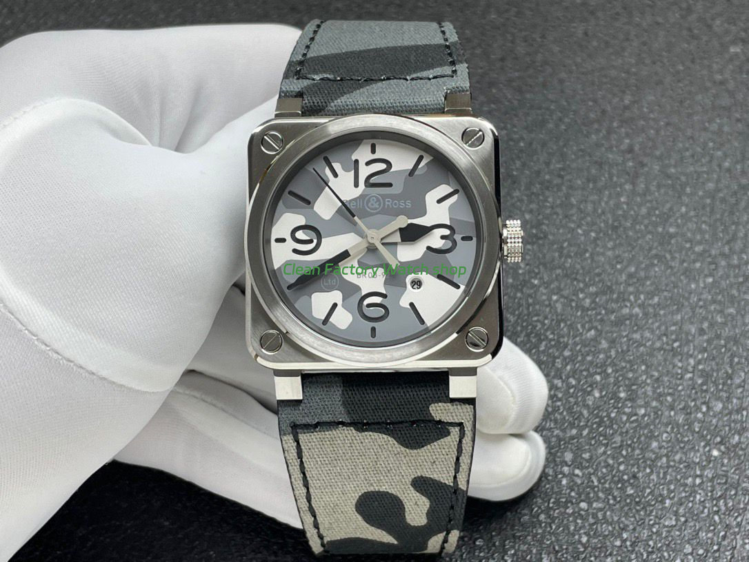 BRF Factory Bell Ross BRS CK ST SCA 42mm Steel Canvas Strap Green Dial 2 Clean Factory Watch