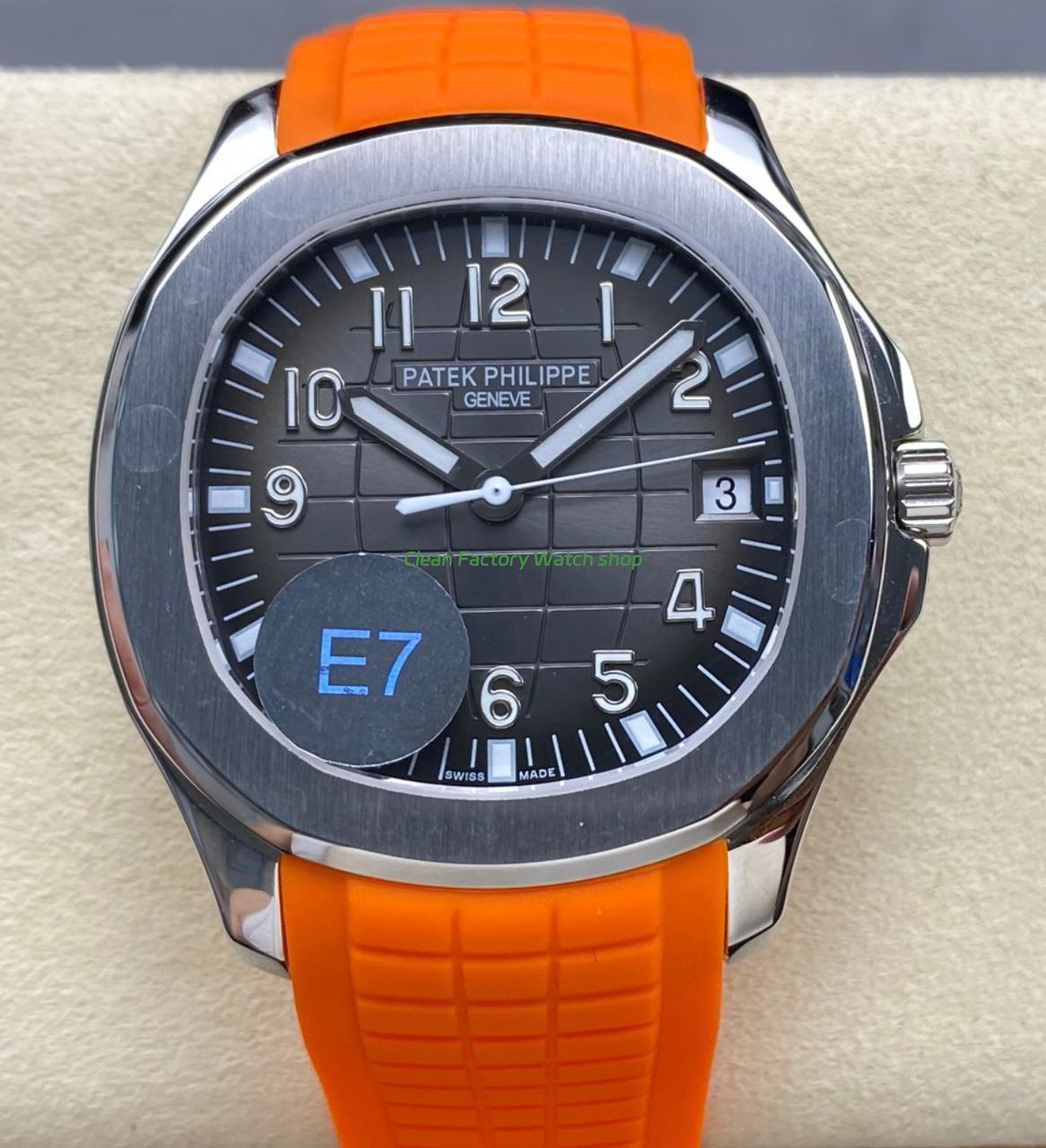 E7 Factory Patek Philippe Aquanaut 40mm 5167A 001 Orange Rubber Strap Black Dial 1 Clean Factory Watch