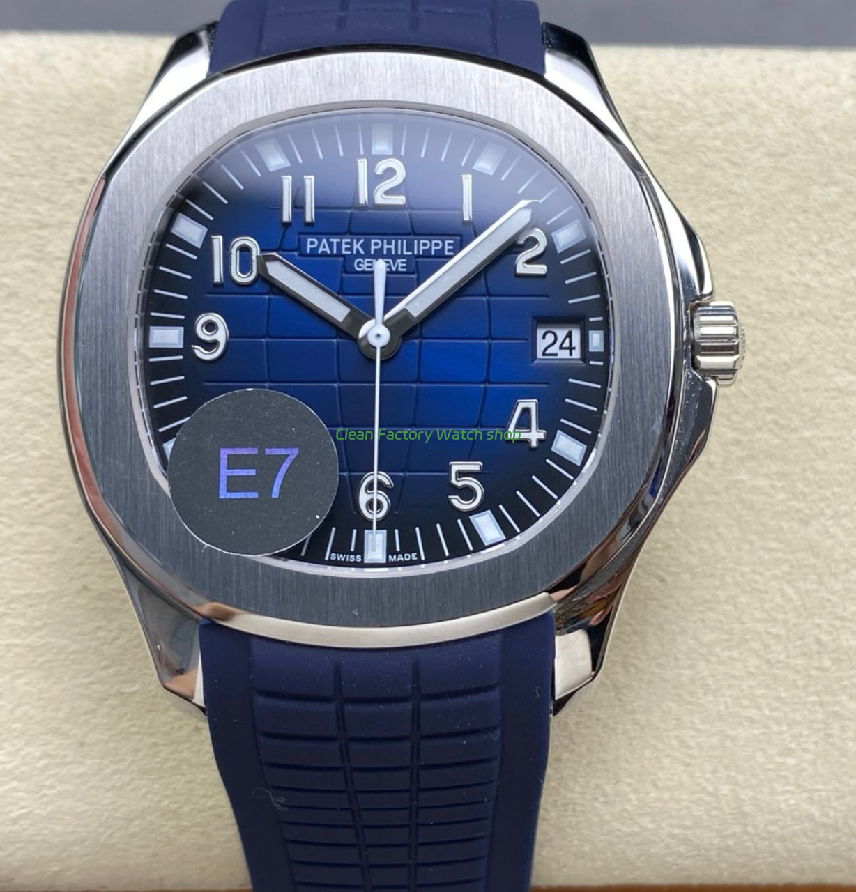 E7 Factory Patek Philippe Aquanaut 40mm 5168G 001 White Gold Rubber Strap Blue Dial 1 Clean Factory Watch