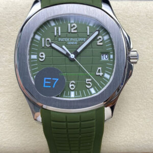 E7 Factory Patek Philippe Aquanaut 40mm 5168G-010 White Gold Rubber Strap Avocado Green Dial