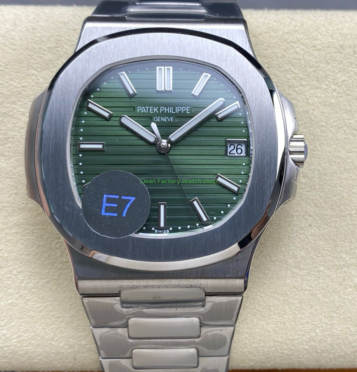 E7 Factory Patek Philippe Nautilus 40mm 57111A 014 Green Dial 3 Clean Factory Watch
