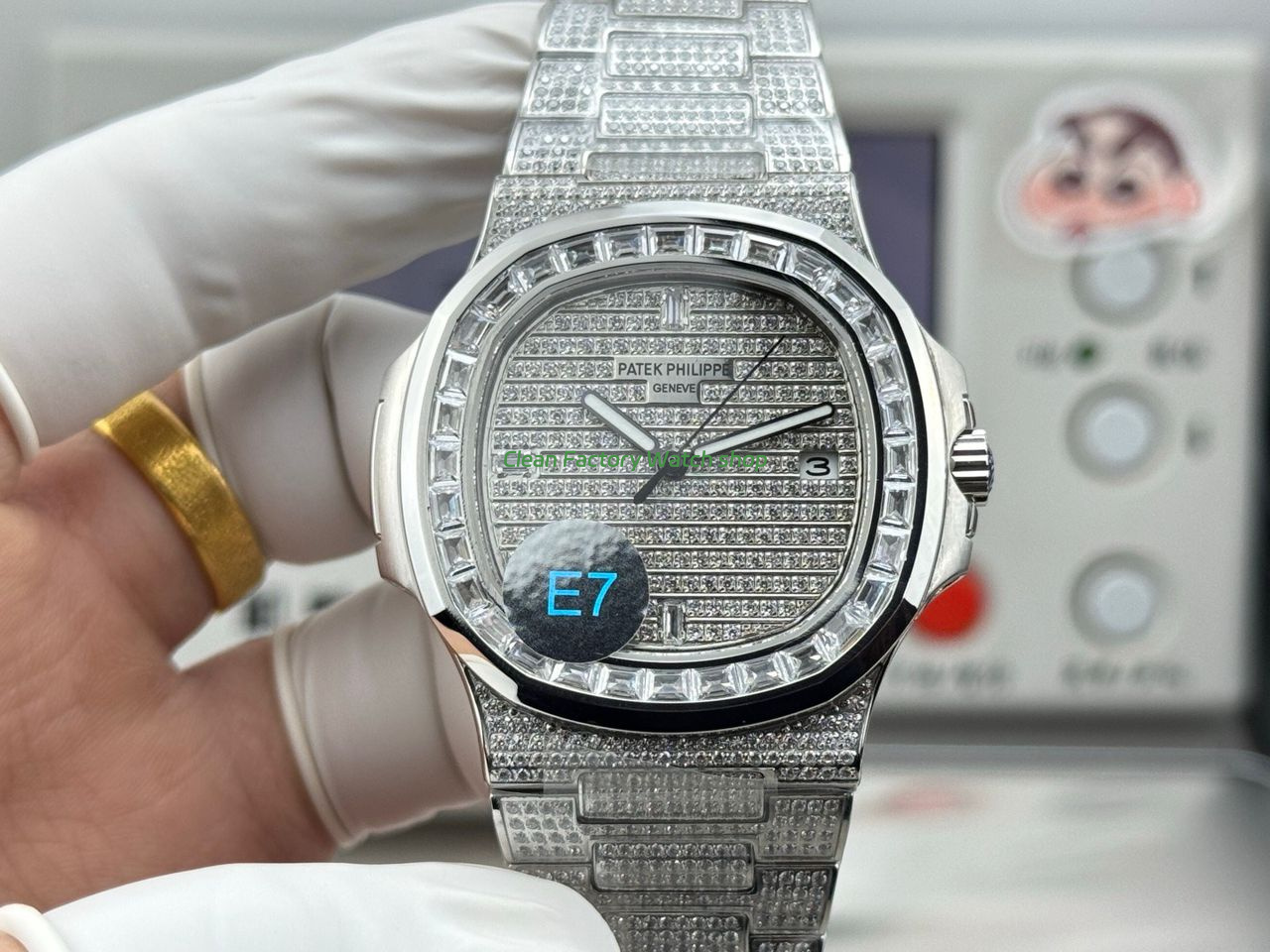 E7 Factory Patek Philippe Nautilus 5711 40mm White Gold Baguette Diamond Bezel Diamond Dial