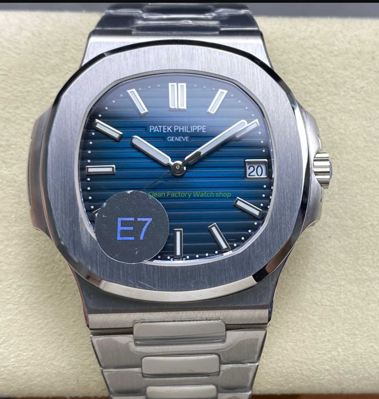 E7 Factory Patek Philippe Nautilus 57111A 010 40mm Full Steel Blue Dial 1 1 Clean Factory Watch