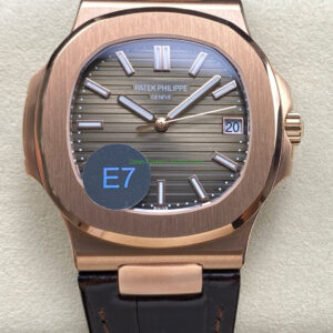 E7 Factory Patek Philippe Nautilus 5711/1R-001 40mm Leather Strap Rose Gold Brown Dial