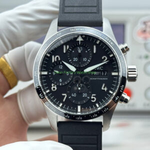 JP Factory IWC Pilot Chronograph IW388305 41mm Rubber Strap Arabic Numerals Black Dial