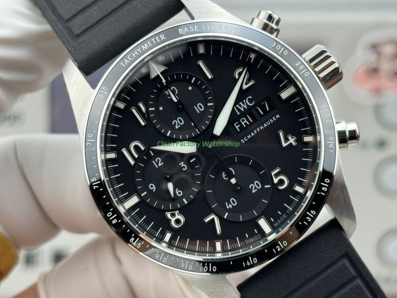 JP Factory IWC Pilot Chronograph IW388305 41mm Rubber Strap Arabic Numerals Black Dial (6) JP Factory IWC Pilot Chronograph IW388305 41mm Rubber Strap Arabic Numerals Black Dial (6)