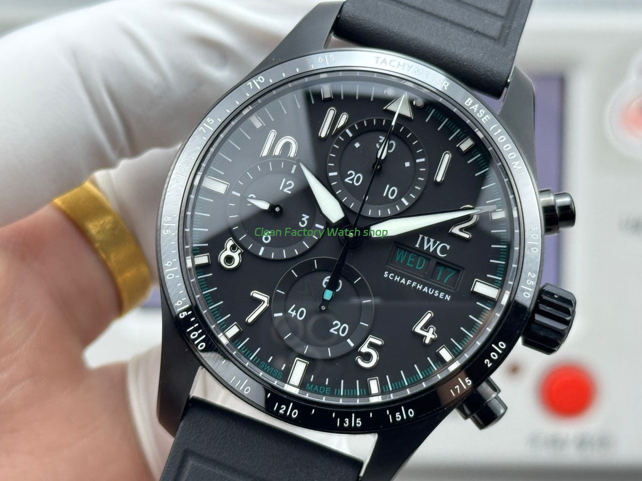 JP Factory IWC Pilot Chronograph IW388306 41mm Rubber Strap Arabic Numerals Black Dial (1) JP Factory IWC Pilot Chronograph IW388306 41mm Rubber Strap Arabic Numerals Black Dial (1)
