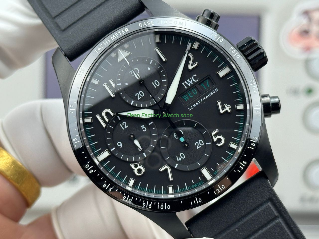 JP Factory IWC Pilot Chronograph IW388306 41mm Rubber Strap Arabic Numerals Black Dial (2) JP Factory IWC Pilot Chronograph IW388306 41mm Rubber Strap Arabic Numerals Black Dial (2)