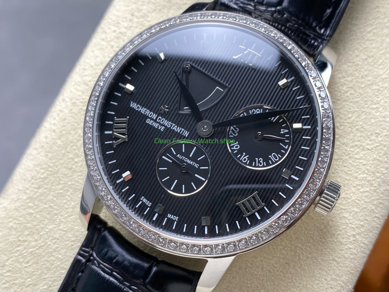 KM Factory Vacheron Constantin Patrimony 47200000G-9019 White Gold Diamond Bezel Black Dial (4) KM Factory Vacheron Constantin Patrimony 47200000G-9019 White Gold Diamond Bezel Black Dial (4)