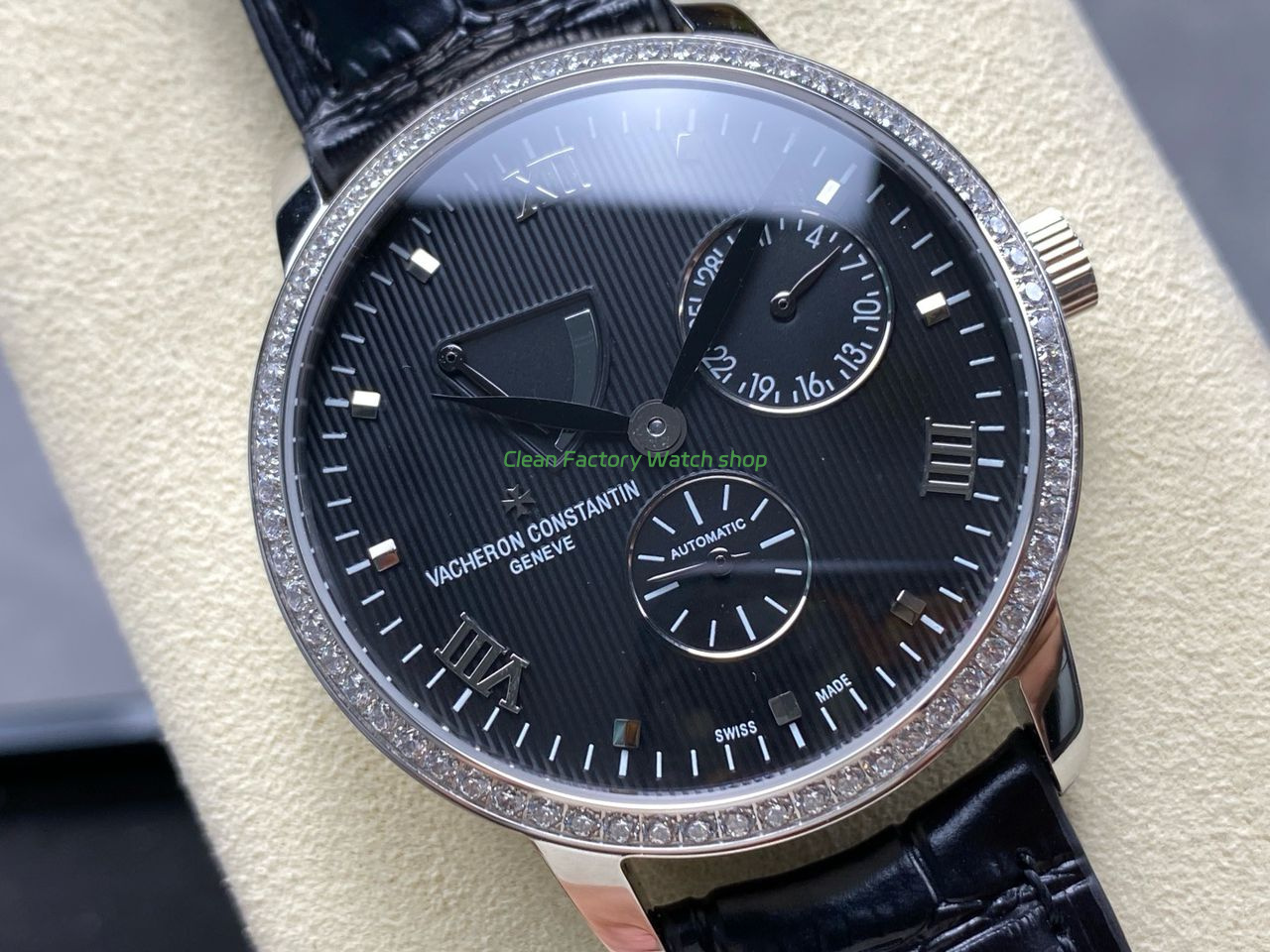 KM Factory Vacheron Constantin Patrimony 47200000G-9019 White Gold Diamond Bezel Black Dial (5) KM Factory Vacheron Constantin Patrimony 47200000G-9019 White Gold Diamond Bezel Black Dial (5)