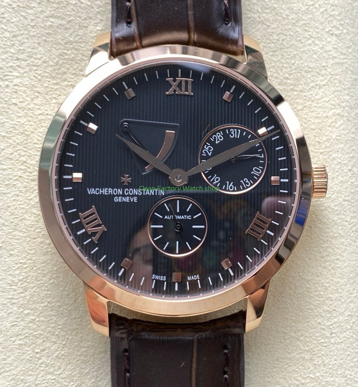 KM Factory Vacheron Constantin Patrimony 47200000J 9018 Rose Gold Black Dial 9 Clean Factory Watch