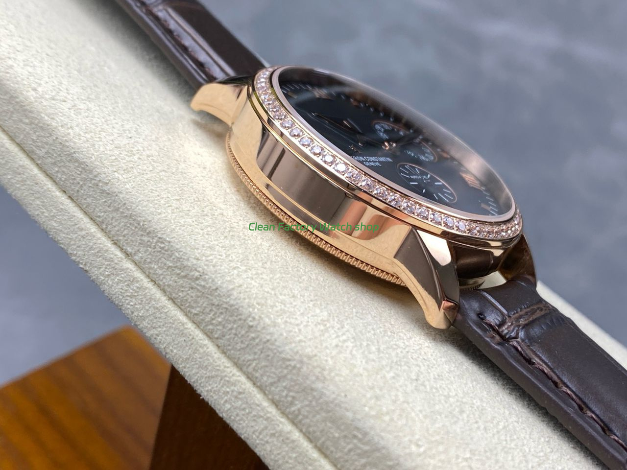 KM Factory Vacheron Constantin Patrimony 47200000J-9018 Rose Gold Diamond Bezel Black Dial (4) KM Factory Vacheron Constantin Patrimony 47200000J-9018 Rose Gold Diamond Bezel Black Dial (4)