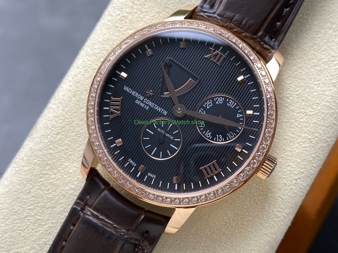KM Factory Vacheron Constantin Patrimony 47200000J-9018 Rose Gold Diamond Bezel Black Dial (9) KM Factory Vacheron Constantin Patrimony 47200000J-9018 Rose Gold Diamond Bezel Black Dial (9)