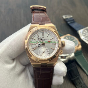 MKF Factory Vacheron Constantin Overseas Dual Time 7900V000R B336 Leather Strap Rose Gold Silver Dial 10 Clean Factory Watch