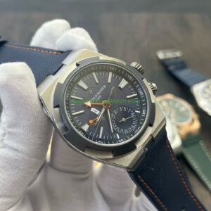 MKF Factory Vacheron Constantin Overseas Dual Time 7910V000T B922 Canvas Strap Gray Blue Dial 8 Clean Factory Watch
