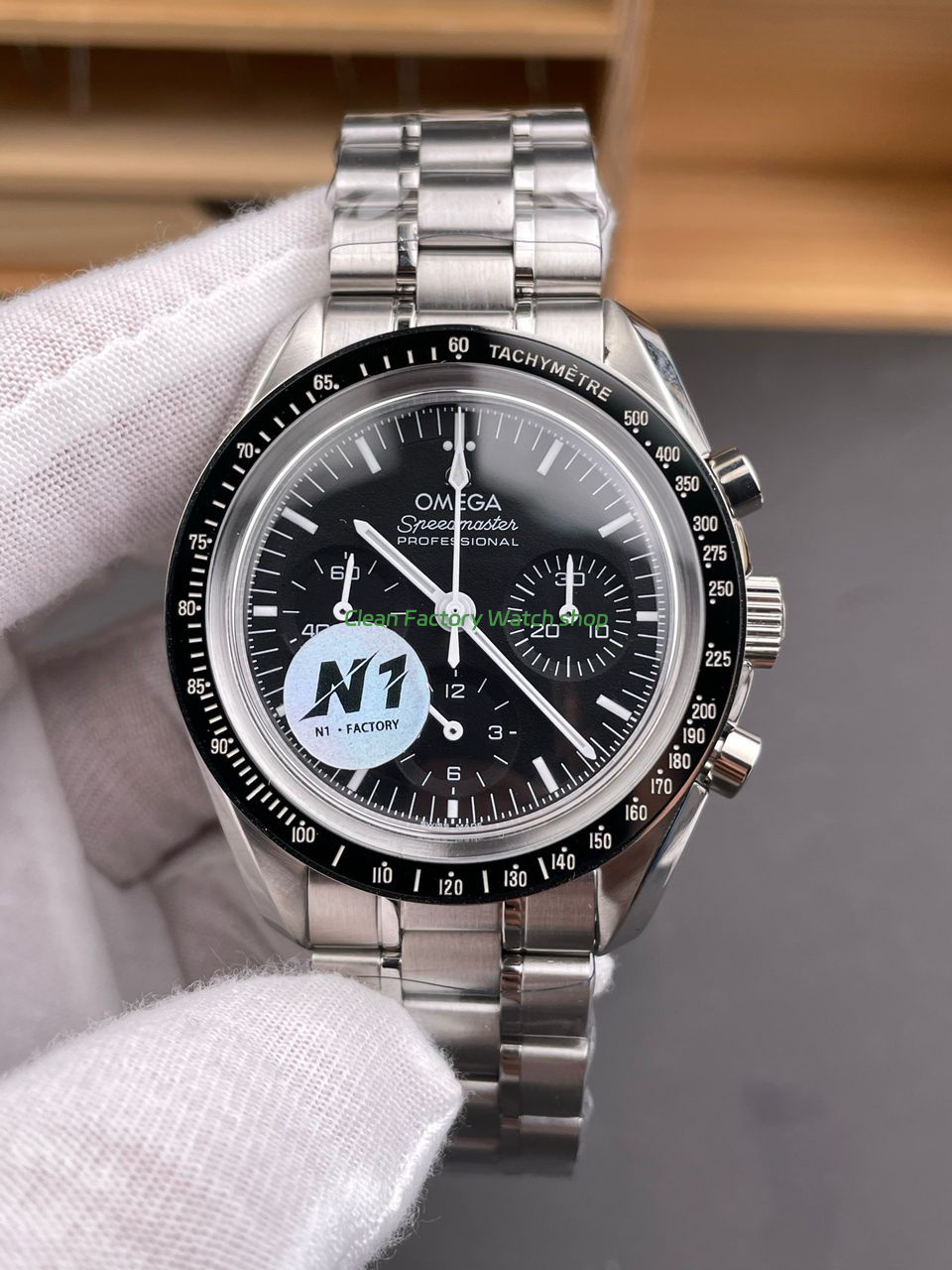 N1 Factory Omega Speedmaster Professional Moonwatch 310.30.42.50.01.002 42mm Full Steel Black 1 N1 Factory Omega Speedmaster Professional Moonwatch 310.30.42.50.01.002 42mm Full Steel Black 1 Clean Factory Watch