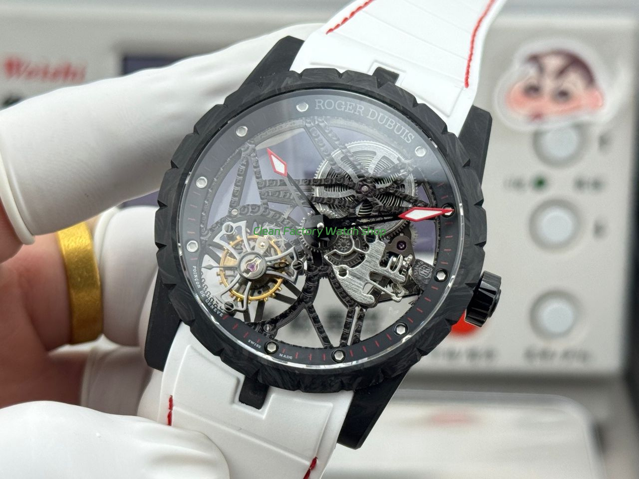 NEW Factory Roger Dubuis Excalibur DBEX0577 42mm Carbon Fiber Rubber Strap Skeletonized Dial (1) NEW Factory Roger Dubuis Excalibur DBEX0577 42mm Carbon Fiber Rubber Strap Skeletonized Dial (1)