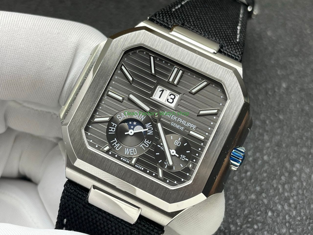 P1 Factory Patek Philippe Cubitus 5822 45mm Platinum Textile Strap Grey Dial (4) P1 Factory Patek Philippe Cubitus 5822 45mm Platinum Textile Strap Grey Dial (4)
